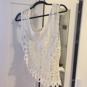 LF Asymmetrical knit white top